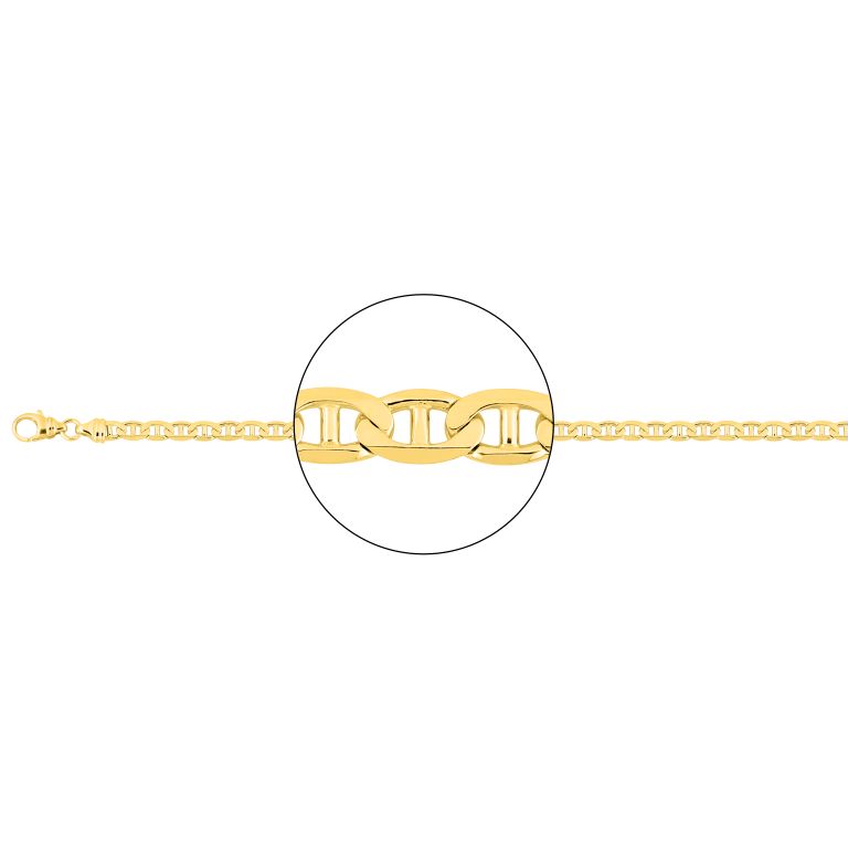Pulsera de oro 18k de eslabón barbado marino de 4,5 mm de ancho
