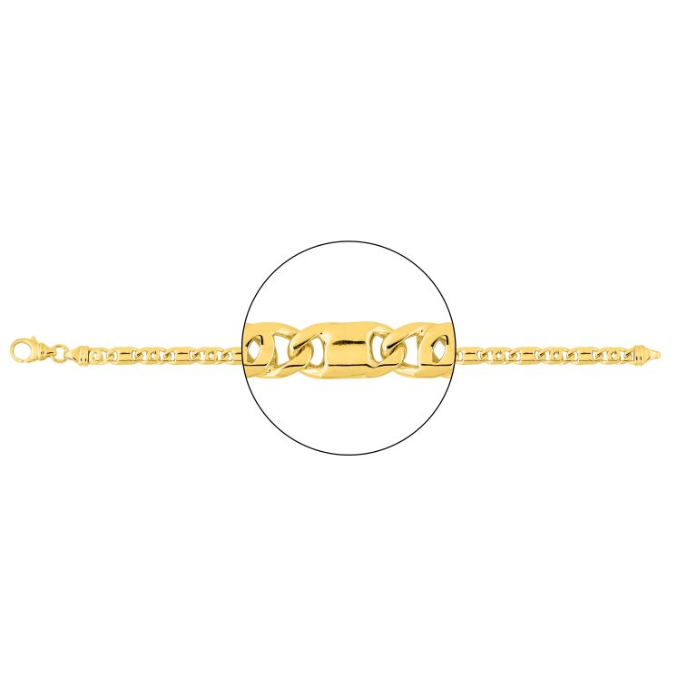 Pulsera de oro 18k de eslabones planos calados de 5 mm de ancho