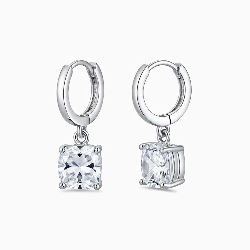 Pendientes plata circonita cushion rodio