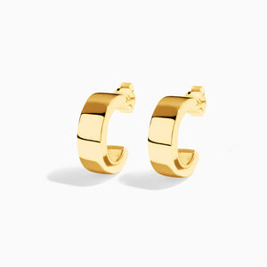 Pendientes de aro de plata de ley 925 bañada en oro 18k, perfil asimétrico, diseño Heity
