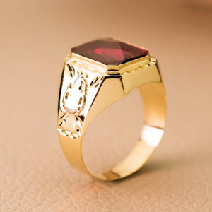 Sello oro HUECO rubí rojo foto