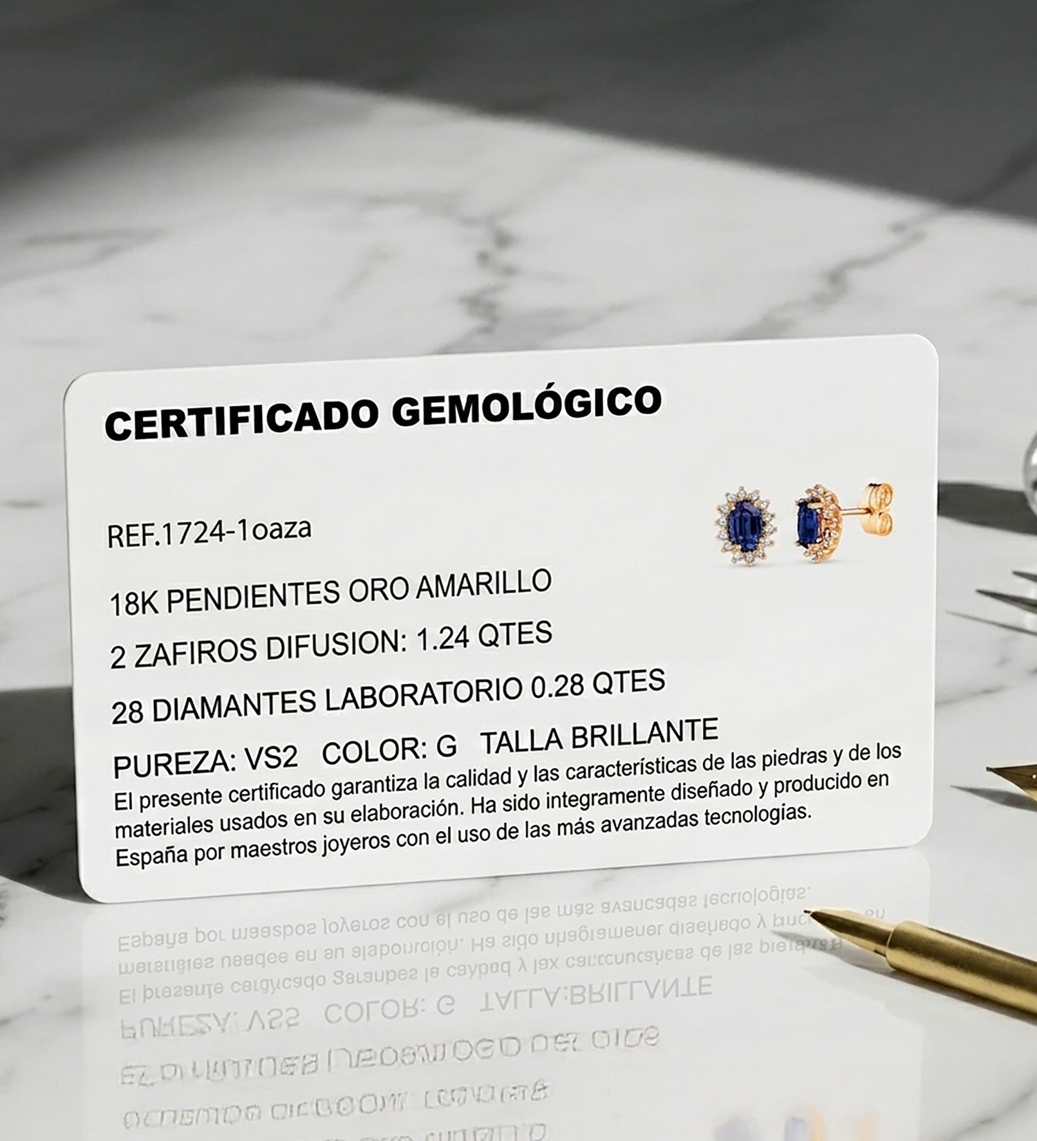 18k gold sapphire diamond earrings