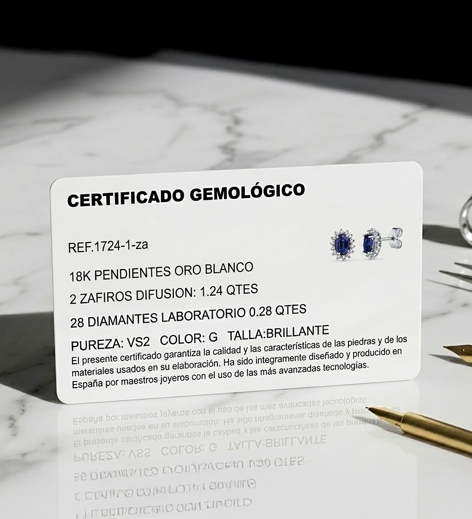 18k white gold earrings with sapphire and diamonds