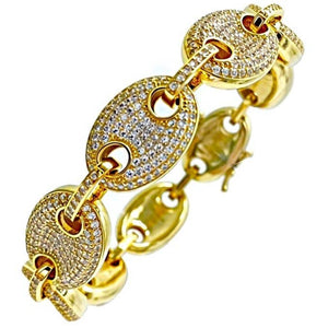 Pulsera chapada en oro calabrote de plata de ley 925 con cierre microengaste iced foto