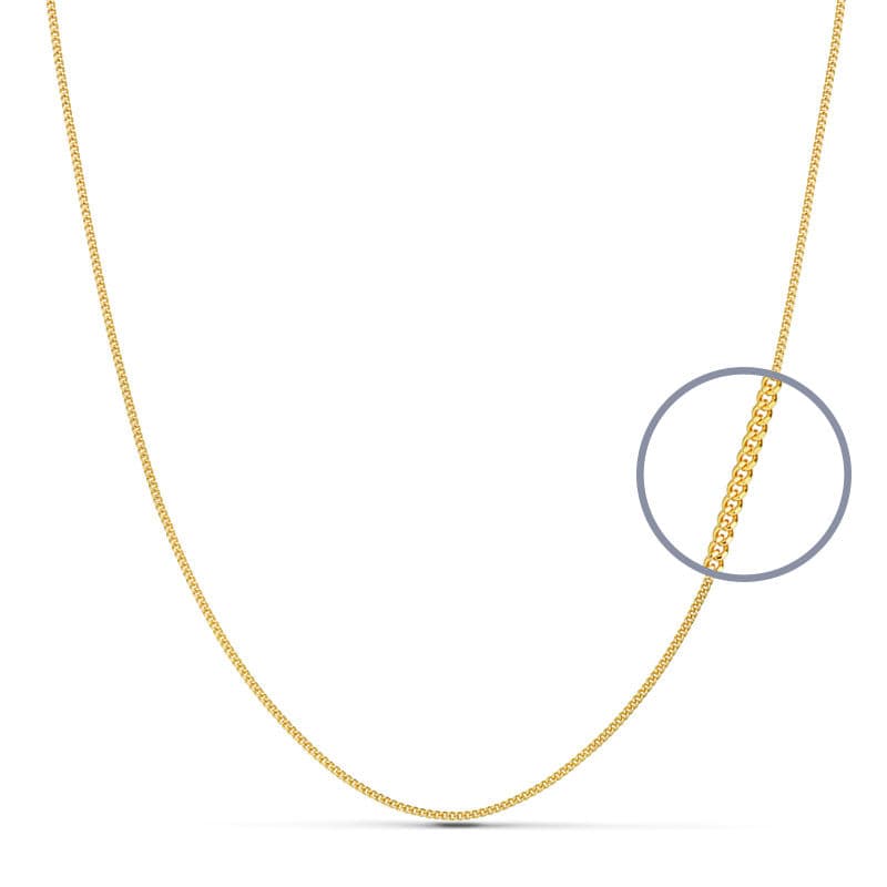Cadena de oro 18k barbada maciza extrafina de 40 cm y 0,8 mm de ancho