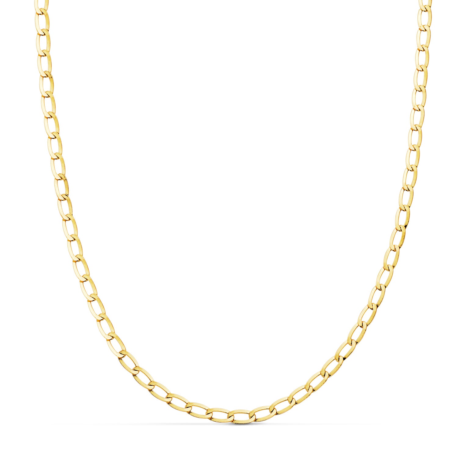 Cadena de oro 18k bilbao plana hueca de 60 cm y 3,5 mm de ancho