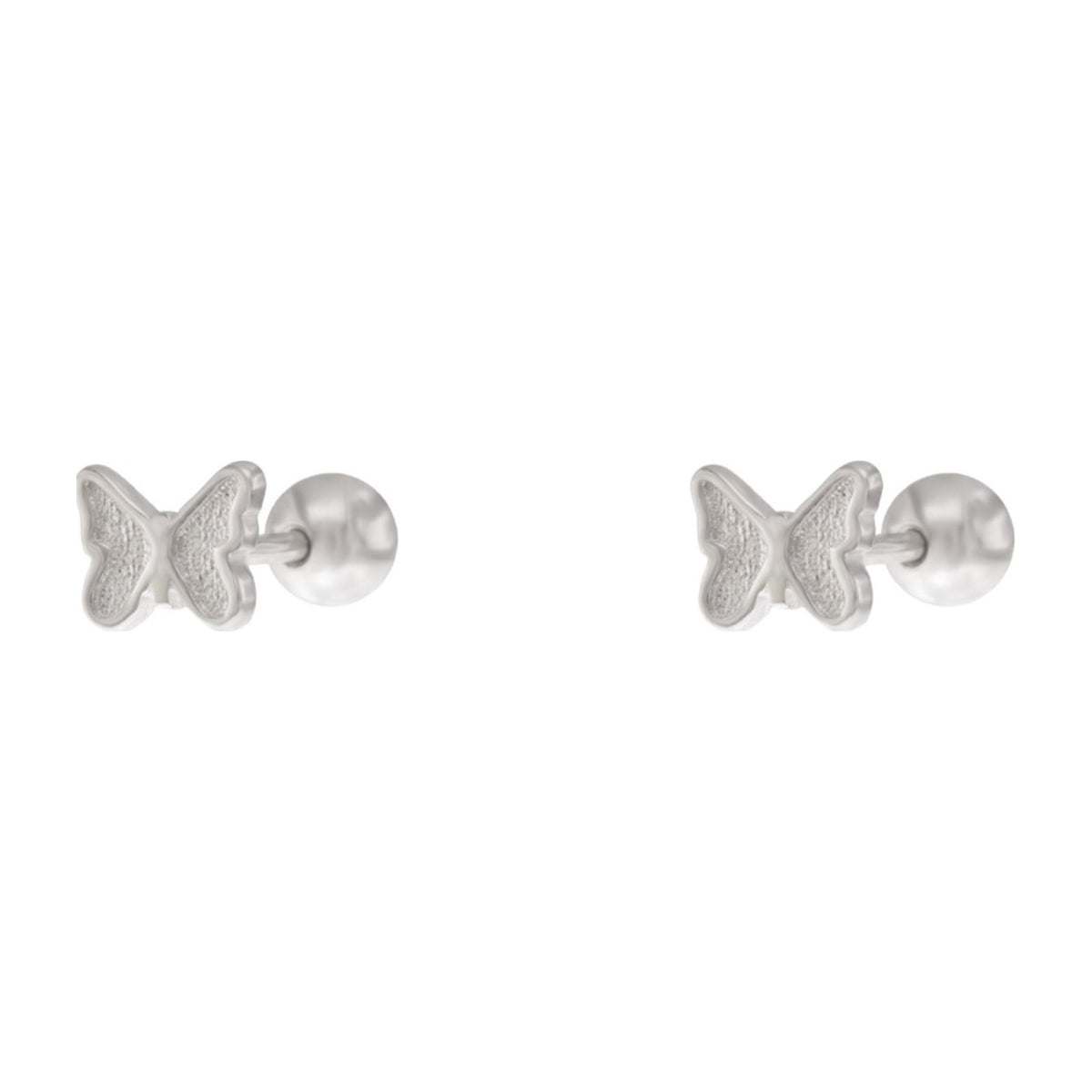 Piercing de oreja de plata de ley 925 con mariposa lisa satinada, 6 mm