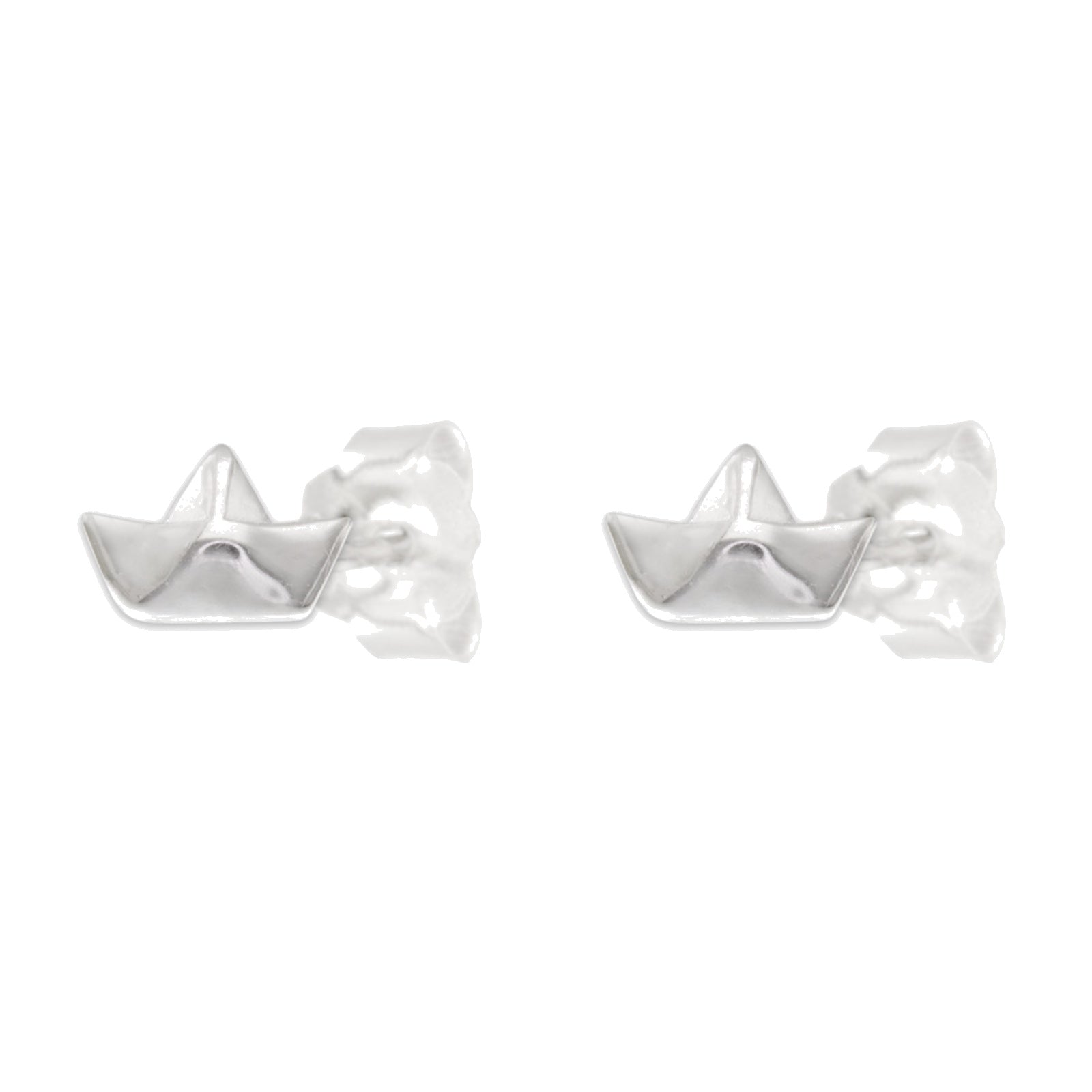 Pendientes de presión de plata de ley 925 con forma de barco de papel, 6 mm