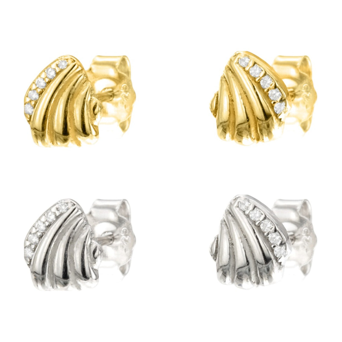 Pendientes de presión de plata de ley 925 con forma de gota tipo cruasán y circonitas, 8 mm