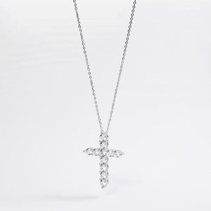 Cadena de plata de ley 925 rodiada con cruz de circonitas engastadas