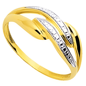 Anillo de oro 18k con dos franjas muestreadas en oro blanco