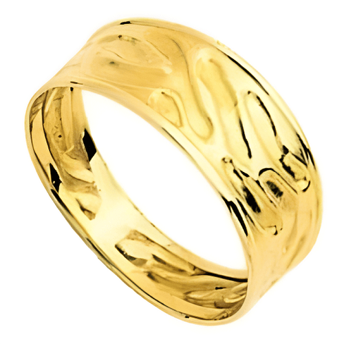 Anillo de oro 18k plano ancho liso con muestra de líneas