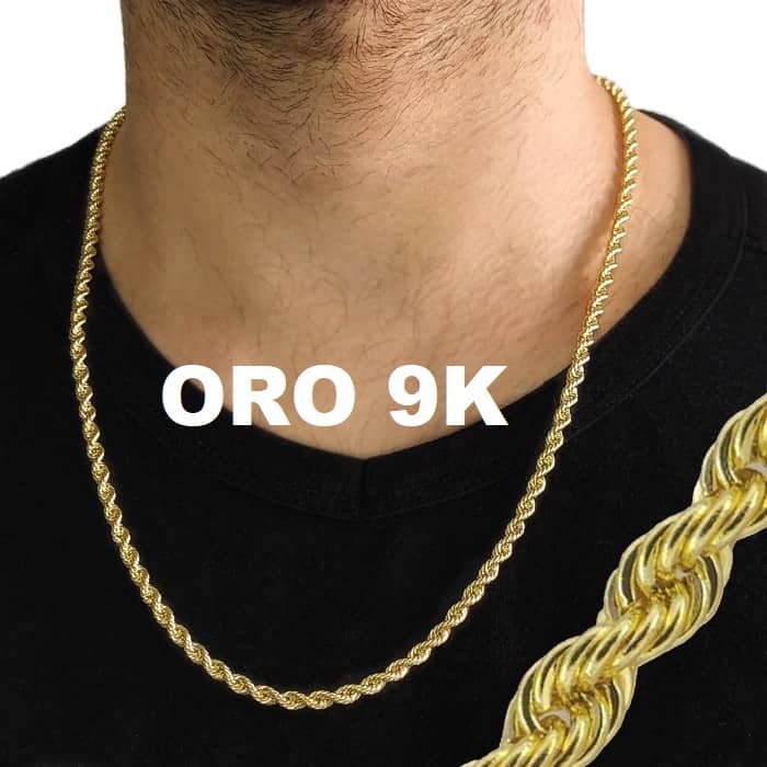 Cordón de oro 9k de 60cm de largo hueco para hombre