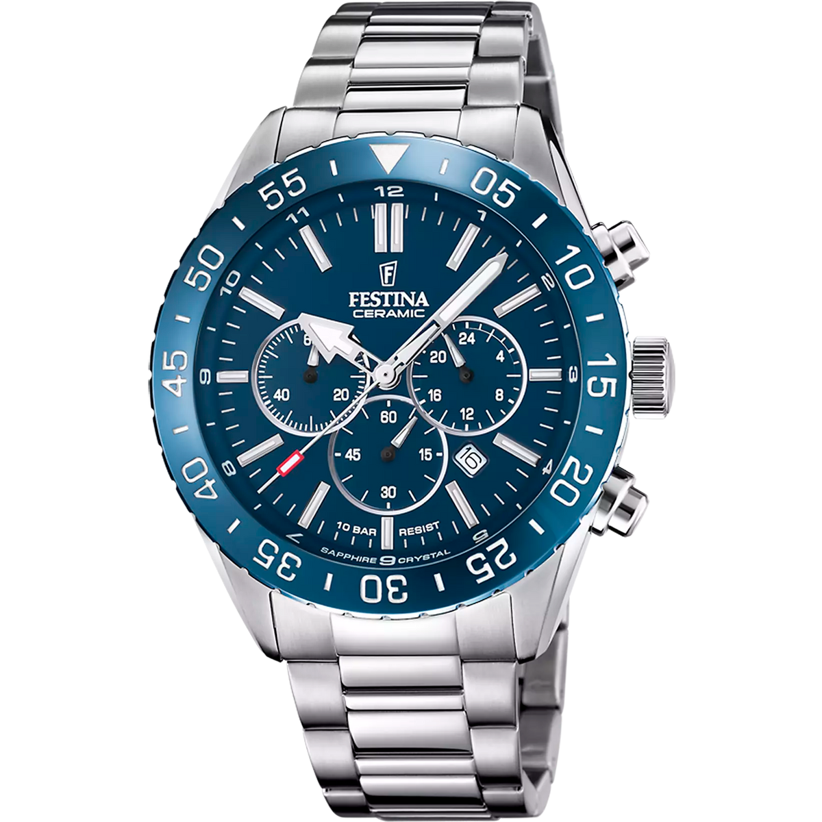 RELOJ festina ceramic con esfera azul y bisel azul
