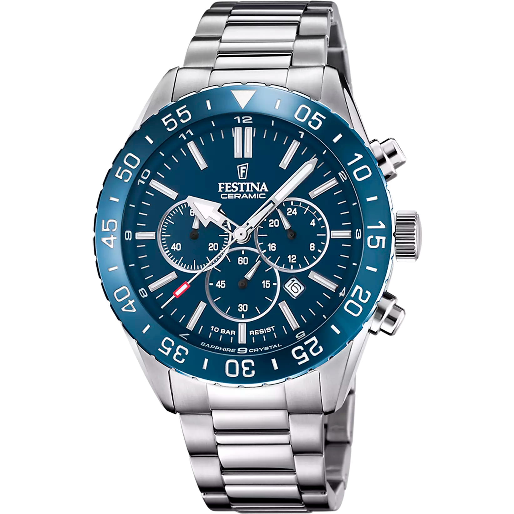 RELOJ festina ceramic con esfera azul y bisel azul
