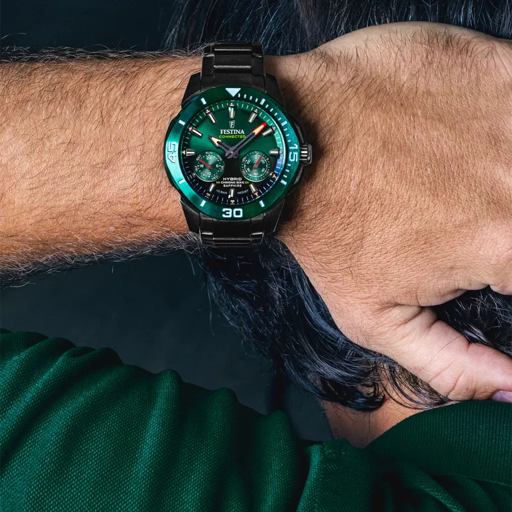 RELOJ festina chrono bike verde con función smartwatch mano