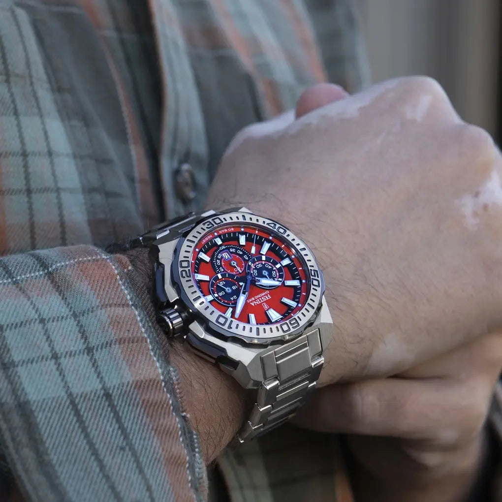 RELOJ festina chrono bike con esfera roja y bisel plateado foto
