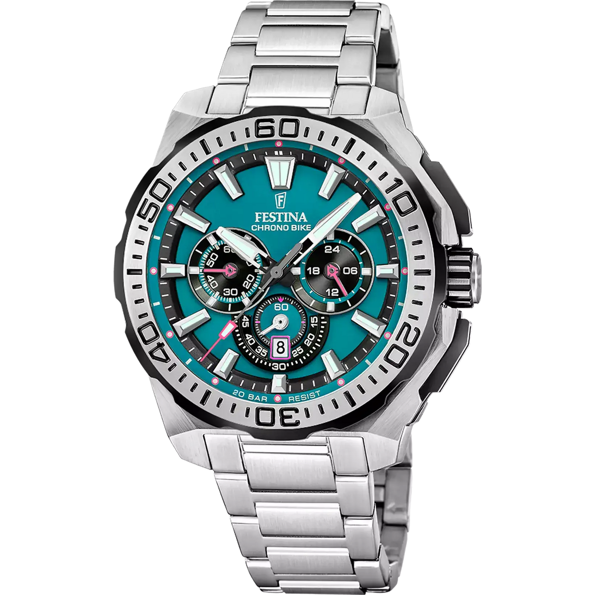 RELOJ festina chrono bike con esfera azul turquesa y bisel plateado