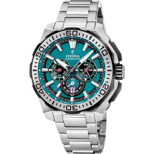 RELOJ festina chrono bike con esfera azul turquesa y bisel plateado
