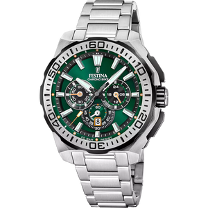 RELOJ festina chrono bike con esfera verde y bisel plateado