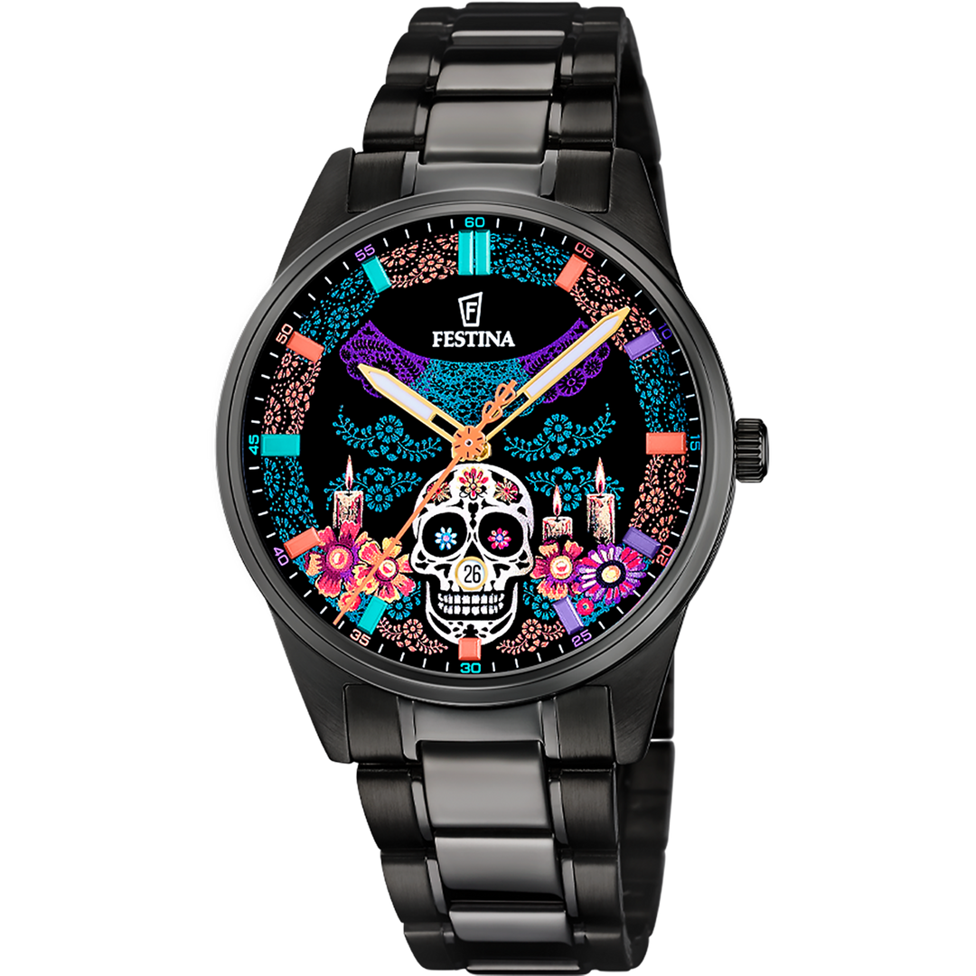 Reloj Festina Acero Clasico F20810/1 esfera Día de Muertos