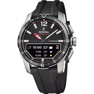 RELOJ festina smartwatch híbrido con correa de caucho negra y caja de titanio