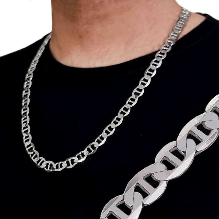Cadena de plata de ley 925 diseño ancla maciza 60cm modelo chico