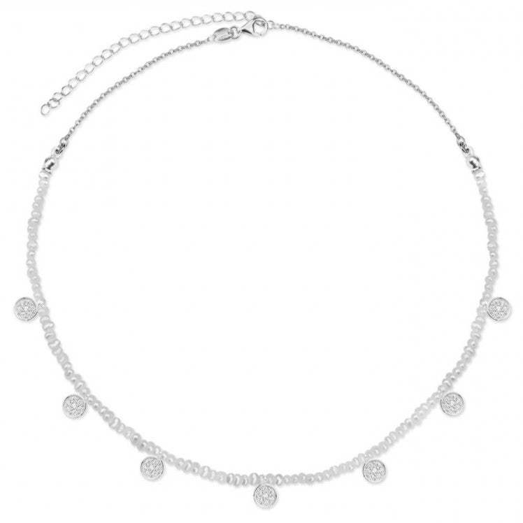 Gargantilla estilo choker de plata de ley con microengaste de circonitas