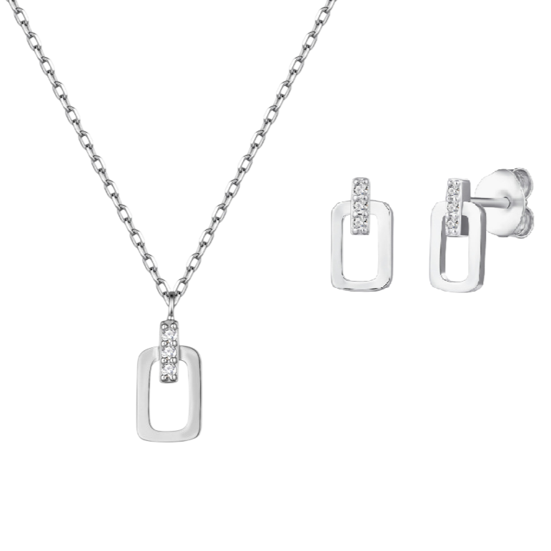 Conjunto plata circonita rectangular