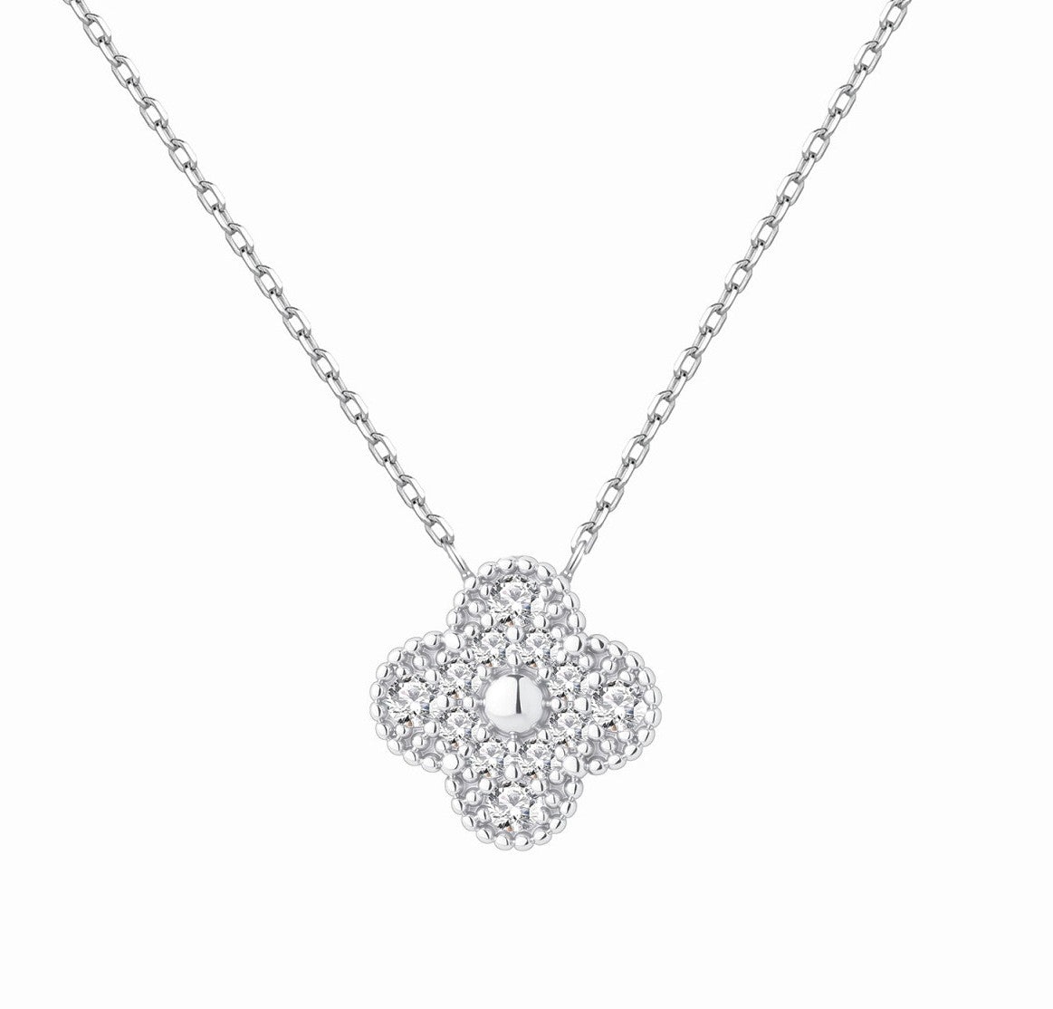 Gargantilla de plata con MINI colgante con pétalos de circonitas