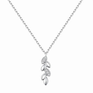 Gargantilla de plata con MINI colgante hojitas plata con circonitas