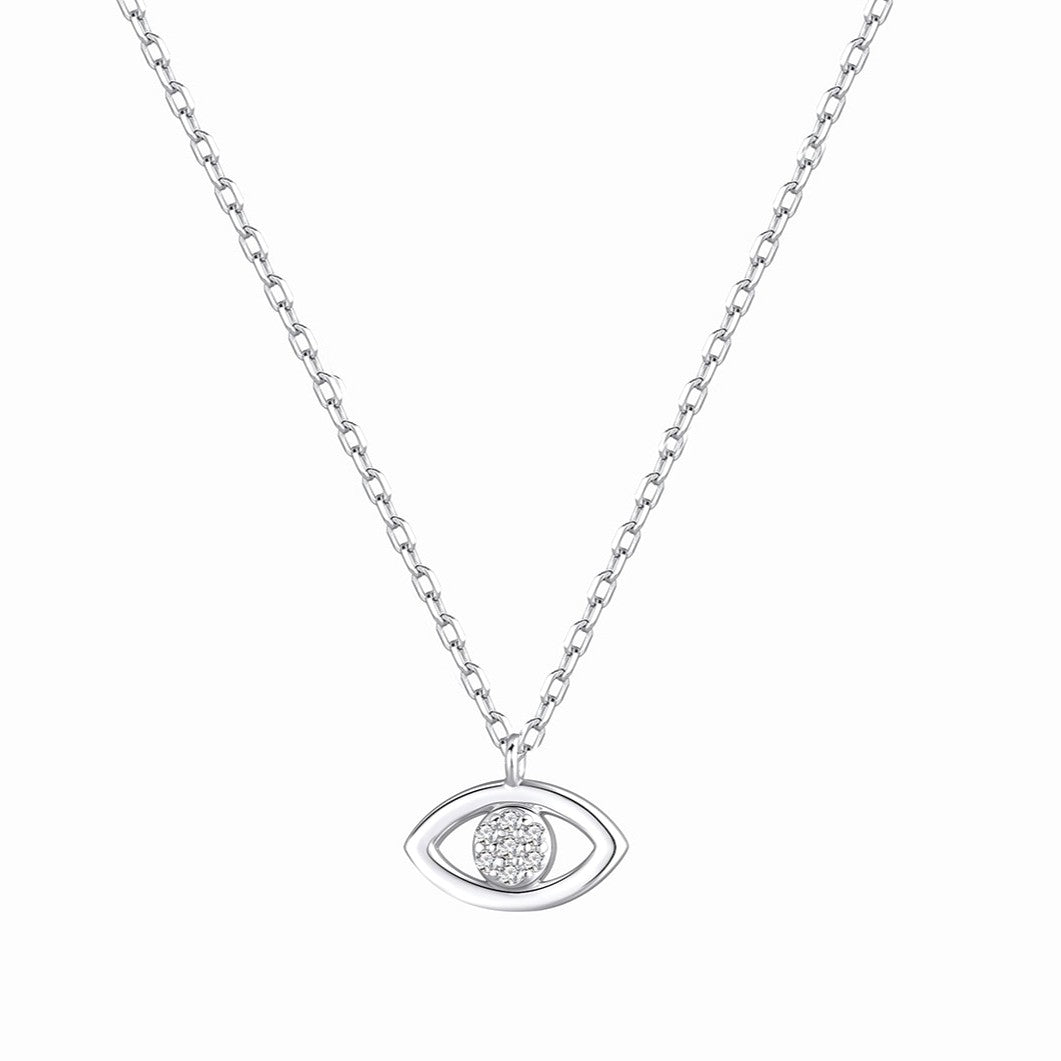 Gargantilla de plata con mini colgante ojo turco con circonitas