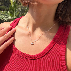 Gargantilla de plata con mini colgante ojo turco con circonitas foto