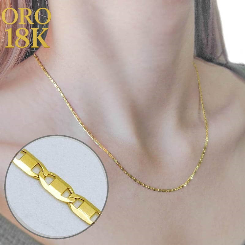 Cadena eslabón italiano oro de ley 18k para mujer