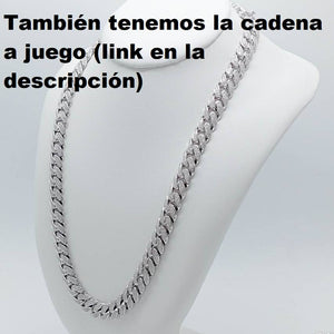 Pulsera de plata de ley 925 cubana con circonitas ancha moissanita juego