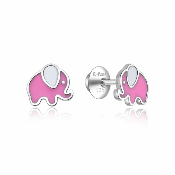 Pendientes de bebé elefante rosa