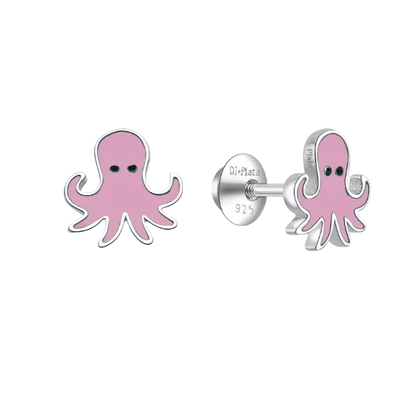Pendientes de bebé pulpo rosa