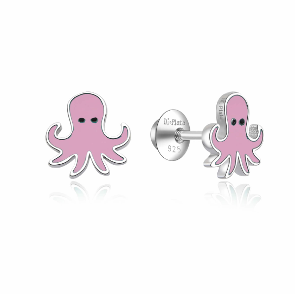 Pendientes de bebé pulpo rosa