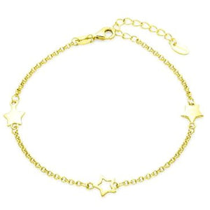Pulsera de plata fina chapada en oro con charms en forma de estrellas