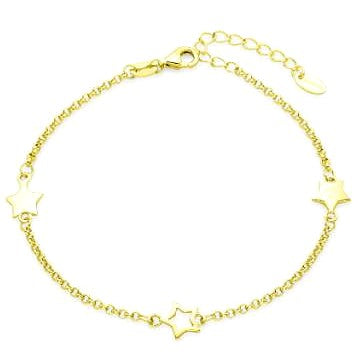 Pulsera de plata fina chapada en oro con charms en forma de estrellas