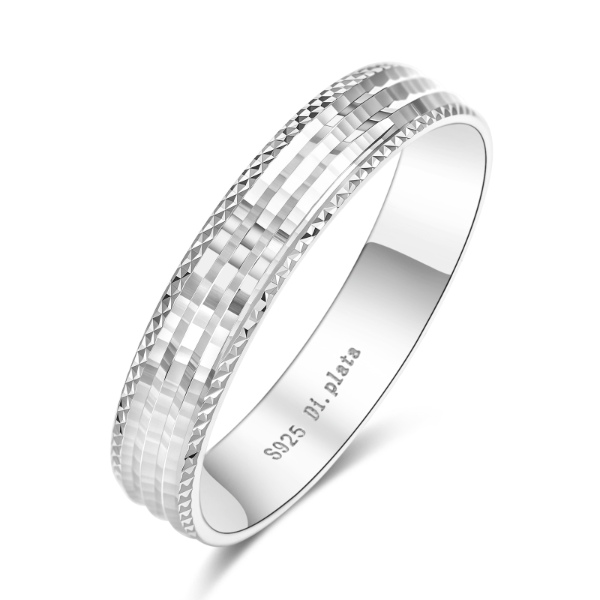 Alianza plata de ley tallada de 4 mm de ancho