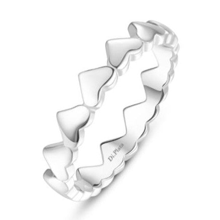 Anillo de Plata de Ley con corazones encadenados