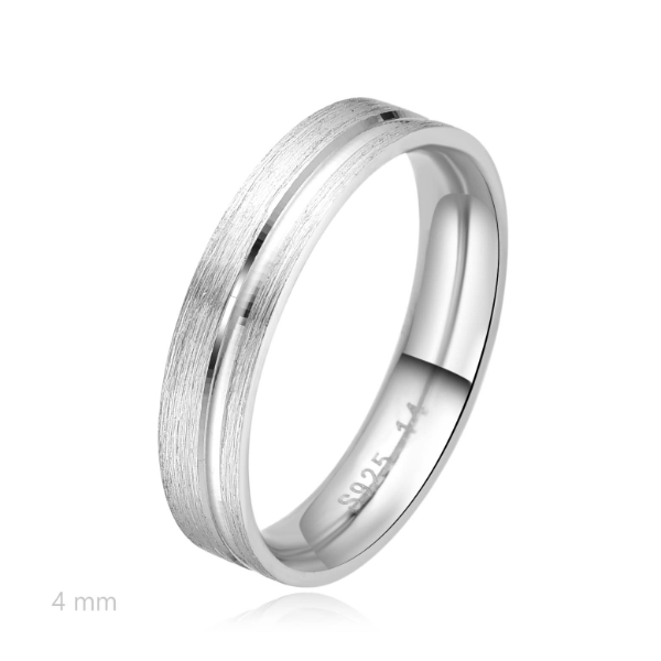 Alianza tallada plata de ley 925 de 4 mm