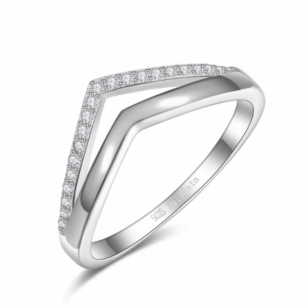 Anillo de plata 925 microengaste ancho, tallas de la 12 a la 24