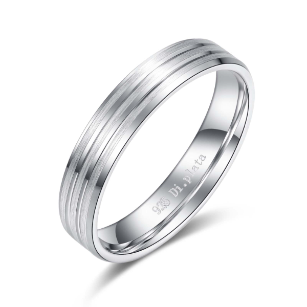 Alianza de plata 925 tallada de 4 mm