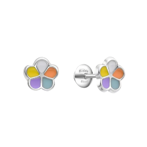 Pendientes de bebé flor multicolor