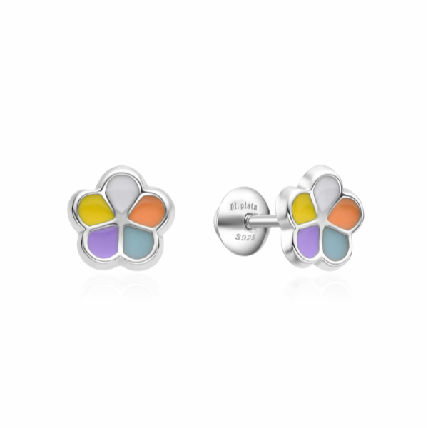 Pendientes de bebé flor multicolor