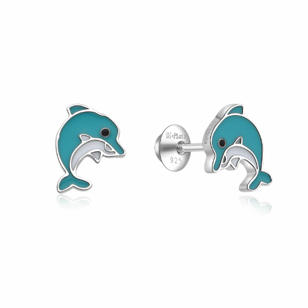 Pendientes de bebé delfín turquesa