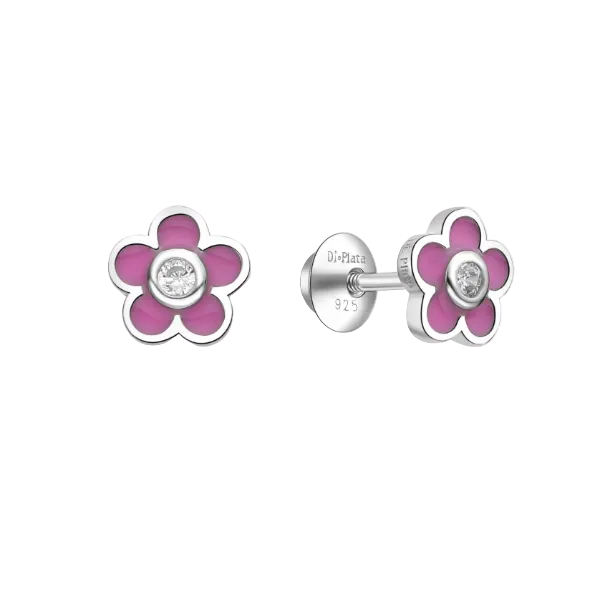 Pendientes de bebé flor rosa