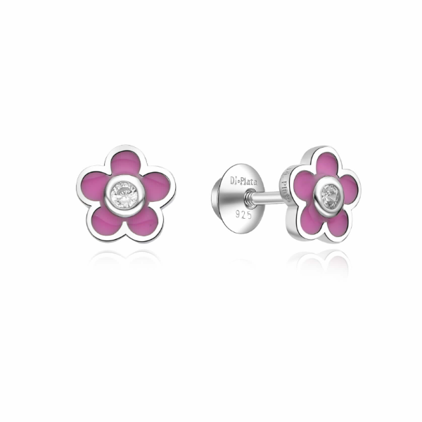 Pendientes de bebé flor rosa